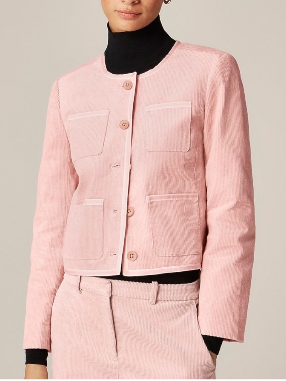 NWT J.Crew Mineral Pink Patch-Pocket Lady Jacket Stretch Corduroy Size 4